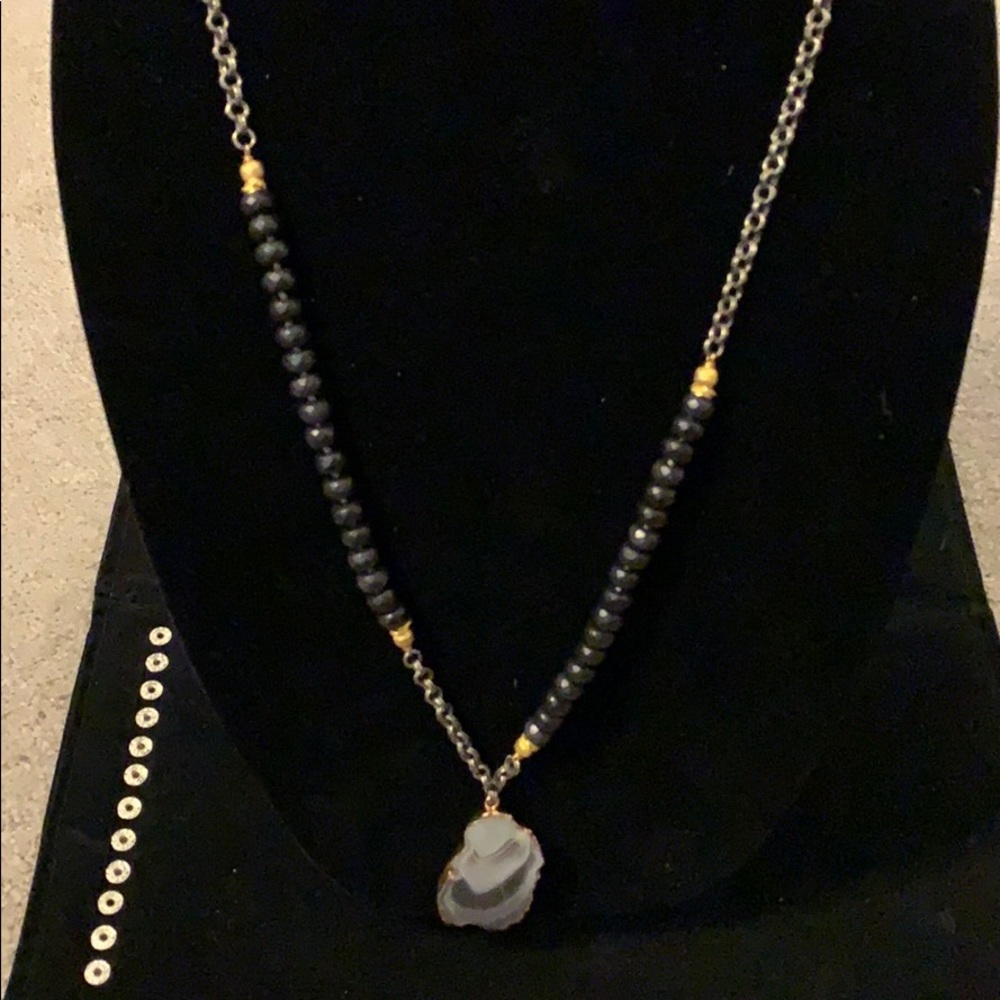 onyx silver necklace